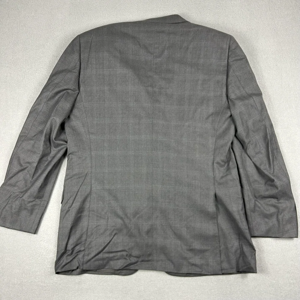Ermenegildo Zegna Blazer Mens 42R Gray 100% Wool‎ 15 Milmil 15 Plaid 3 Button